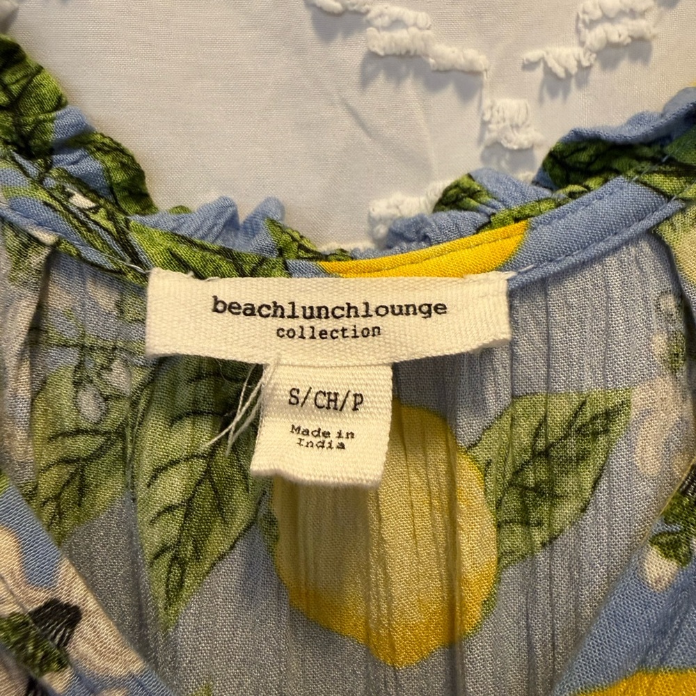 Beach Lunch Lounge lemon drop tiered ruffle dress women small - Picture 3 of 8